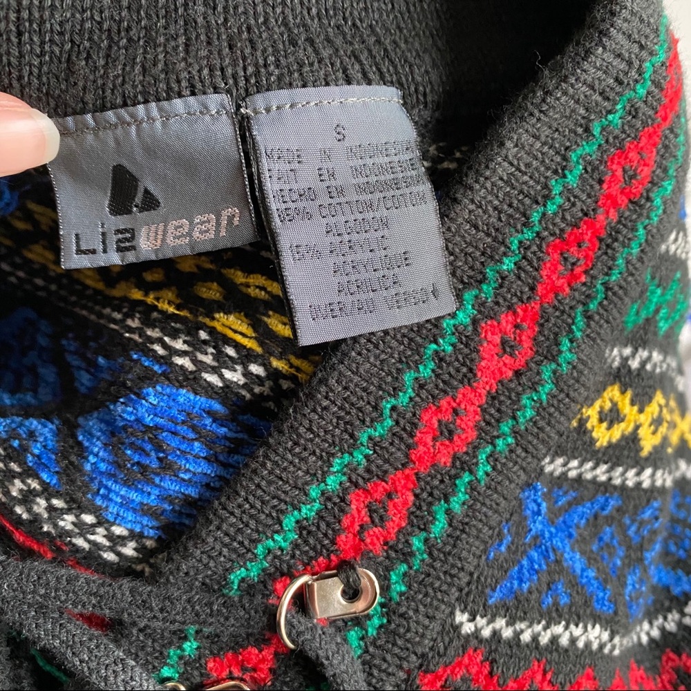 Vintage 80s OS Funky Ski Sweater Tunic Bold Colors - Picture 7 of 8